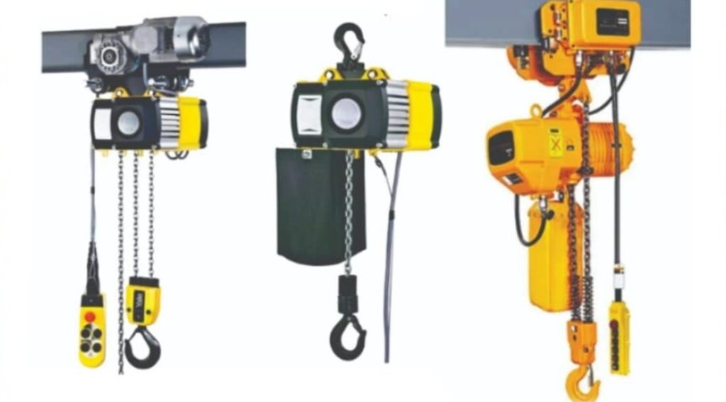 Monorail hoists with trolleys running on a fixed underhung track