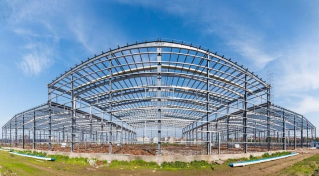 MS and SS prefab steel structure erected for an industrial plant